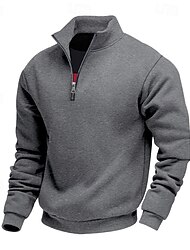 Herr Tröja Kvartströja med dragkedja Svart Vit Rubinrött Mörkgrå Halv dragkedja Slät Dagligen Sport & Utomhus Helgdag Polyester Streetwear Grundläggande Ledigt Sommar Vår Kläder Pull Tröjor Långärmad