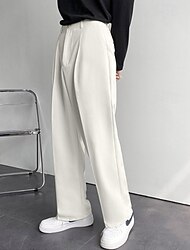 Pánské Oblekové Kalhoty Kalhoty pro volný čas Plisované kalhoty Oblek Kalhoty Kapsy Straight-Leg Bez vzoru Pohodlné Prodyšné Ležérní Denní Dovolená stylové Klasický styl Černá Bílá