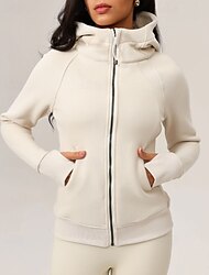 Women's Running Jacket Windproof Warm Finger Coats Long Sleeve Sports Solid Color Jacket For Pilates Running Fitness Activewear