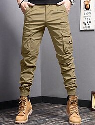 Bărbați Pantaloni Cargo Pantaloni Talie elastică Cordon Multi Buzunare Simplu Purtabil În aer liber Zilnic Camping și drumeții Modă Clasic Negru Verde Militar