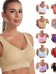 Dames Yogabeha Pilates-bh Sport bh's Goede top Push-up naadloos Anti-vibratie Draadloos Effen / effen kleur Sport Sportkleding Diep Paars Watermeloenrood Sportschool Zumba Hardlopen