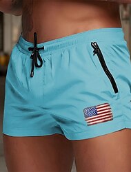 Voor heren Lange zwembroeken Zwemshorts Boardshorts Nationale vlag Snel Drogend Ademend Trekkoord met Mesh-voering Elastische taille Vakantie Strand Hawaii Casual Wit Lichtgroen