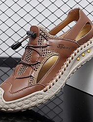 Herrbruna casual sneakers med snörning, mesh-design och bekväm dämpning för vardagsbruk