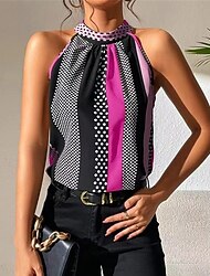 Per donna Maglietta Canotta A Pois A righe Moda Moderno Senza Maniche Collo Alto Top Regolari Quotidiano Abbigliamento da vacanza Viola Arancione Verde Estate