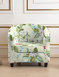 Funda para sillón club, funda de poliéster con estampado geométrico de plantas a rayas