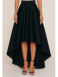 Dames Pakrok A-Lijn Formele Bruiloft Gast Formele Avond Satijn Elegant Vloer Lengte Rok