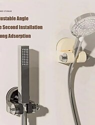 Soporte de ducha con ventosa integrada, soporte de ducha de mano ajustable, montaje en pared, soporte giratorio sin perforaciones, soporte para cabezal de ducha de baño, uso doméstico, base fija con