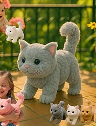 Meu Brinquedo de Gato Realista - Traga Alegria e Calor Infinitos 2025 Novo Kitten Robô Ai Animal de Pelúcia de Gato Realista Que Age Como Gatos Reais Gato de Brinquedo que Anda Mia e Abana o Rabo