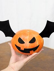 Halloweenská kovová dekorace s netopýrem a dýní pro kutily, strašidelné dekorace na stůl a venkovní zahradu pro halloweenskou atmosféru.