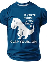 Voor heren Dinosaurus Grappig T-shirt Korte mouw T-shirt 3D-afdrukken Strakke ronde hals Overhemd Modieus Dagelijks Basic Straat Casual Dagelijks Zwart blauw Groen Zomer Lente Alle seizoenen Kleding