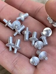 100-teiliges Schlagnieten-Sortiment aus Vollaluminium, Einschlagnieten, Flachkopf &Senkkopf-Spreiznieten für Metall-, Holz- und Kunststoffbefestigungen, langlebiger Steckkernnietensatz
