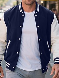 Herren Leichte Jacke Bomberjacke Collegejacke Lässig Täglich Warm Tasche Farbblock Herbst Winter Farbblock Mode Klassisch Stehkragen Kurz Schwarz Rote Burgunderrot Königliches Blau Grau Jacken