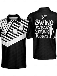 Karácsony Férfi Csíkos Sportpólóingek Golfing Rövid ujjú Pólóingek Galléros ingek Alkalmi Sportruházat Nyaralási viselet 3D nyomtatás Gombok Ősz Fekete Fehér Sárga