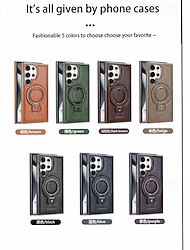 Phone Case For Samsung Galaxy S25 S24 S23 Ultra Plus Back Cover with Stand Holder Magnetic Shockproof Retro TPU PU Leather