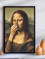 Imitação de Mona Lisa, decoração de arte, 1 peça, sem moldura, 2D, plano, engraçado, vintage, banheiro, humor, decoração de sala, tela interessante, decoração de parede, arte decorativa, pôster de