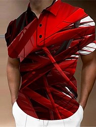 Férfi Mértani Pólóingek Golfing Rövid ujjú Pólóingek Galléros ingek Üzleti alkalmi Nyaralási viselet Ünnepi viselet Fesztivál viselet Gombok 3D nyomtatás Sárga Rubin Medence