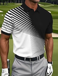Bărbați Golf Γραμμή Polo Tricouri polo sport Manșon scurt Tricouri de polo Cămăși cu guler Casual Îmbrăcăminte Atletică Nasturi Vară Alb Albastru piscină Mov