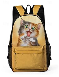 niños Chico Chica mochila Mochila Escolar Escuela Exterior Gato Poliéster Gran Capacidad Ligero Duradero Cremallera Impresión Amarillo Rosa Rojo