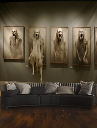 Halloween Hanging Tapestry Ghosts run out of the painting Photograph Backdrop Jack O Lantern Wall Art Large Tapestry Mural Decor Blanket Curtain Home Bedroom Living Room Decoration Death Selfie