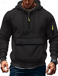 Bărbați Hanorac cu Glugă Hanorac cu fermoar Negru Bleumarin Kaki Gri Deschis Gri Închis Capișon Simplu Buzunar Quarter Zip Sporturi & Exterior Zilnic Concediu Poliester Șic Stradă De Bază Casual