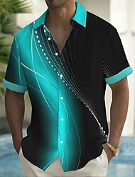 Per uomo Geometrico Sfumatura Onde Camicia Camicia Estiva Camicia con Bottoni Manica Corta Moda Casual All'aperto Vacanza Abbigliamento Quotidiano Estate Primavera Collo ripiegato Stampa 3D camicie