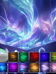 Northern Lights Aurora Projector Lamp  RGB Water Ripple Galaxy Night Light USB Decorative Ambient Light for Bedroom & Parties