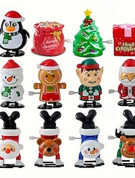 12 peças de brinquedos de corda de Natal, bonecos ambulantes de Papai Noel, bonecos de desenho animado de Natal mecânicos, lembrancinhas de festa de fim de ano, presentes de Natal para crianças