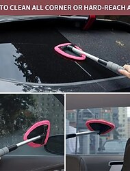 5-in-1 microvezel-ruitenreinigingstool voor auto's, uitschuifbare handgreep met 4 herbruikbare pads, autoglasreiniger voor binnen- en buitenramen