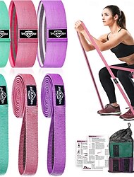 Fabric Resistance Bands for Working Out, 6Pack Non-Slip Exercise Bands for Women and Men, Fabric Booty Bands for Home, Fitness, Pilates, Stretching