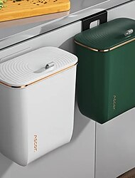 壁掛け式の長方形ゴミ箱。臭いを遮断する蓋付き。大容量で耐久性のあるプラスチック製。キッチン、バスルーム、寝室に最適。 &商用利用