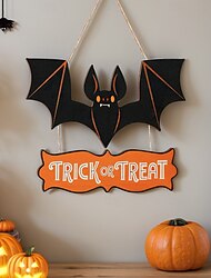 Halloween párty dřevěný netopýr s červenými očima závěsná cedule barevný kreslený tištěný dřevo sváteční dekorace vnitřní venkovní festival párty ornament
