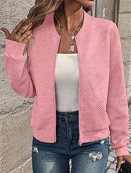 Per donna Giacca Casual Confortevole Traspirante Cerniera Tasca Moda Moderno Casual Semplice Uscire Weekend Cerniera Regolare Collo alla coreana Vestibilità regolare Manica Lunga Capispalla Nero