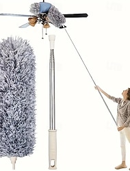 Telescopic Head & Adjustable Handle Feather Duster – Washable Multi-Purpose Dust Cleaner for High Ceilings, Furniture, Cars & Ceiling Fans