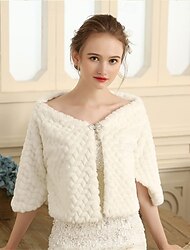 Mammas Wraps Elegant Håller värmen Långärmad Imitationspäls Brudsjalar Med Ren Färg Till Bröllop Höst
