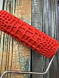 7-calowy teksturowany wałek do malowania, 1 sztuka, wzór skóry krokodyla, czerwony uchwyt, wytrzymały plastik, łatwy w użyciu, do realistycznego odwzorowania słojów drewna &tłoczone ściany