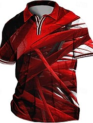 Herr Plusstorlekar POLO Shirt Stor och lång Geometrisk Nedvikt Mönster Kortärmad Vår & sommar Sport Mode Streetwear Designer Utomhus Gata Blast