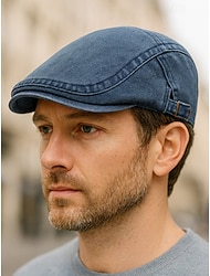 Męska, bawełniana czapka typu „blue” z płaską daszkiem – regulowana, zapinana na klamrę czapka gazeciarza, lekka i przewiewna, w stylu vintage, idealna do gry w golfa, podróży, na świeżym powietrzu i na co dzień