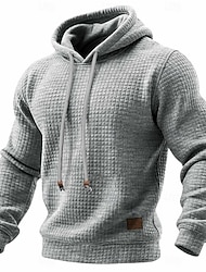Hombre Sudadera Sudadera con capucha y diseño de gofres Sudadera Con Capucha Albaricoque Negro Blanco Verde Ejército Rojo Con Capucha Plano Con Texturas Casual Diario Deporte Ropa de calle Fresco