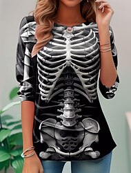 T Shirt da donna Scheletro Teschi Grafica Scheletro Moda vintage Elegante Manica Lunga Collo a giro Collo tondo Regular Tops Stampa Quotidiana Weekend Nera Vino Grigio Scuro Estate Primavera Autunno T Shirt da donna Scheletro Teschi Grafica Scheletro Moda vintage Elegante Manica Lunga Collo a giro Collo tondo Regular Tops Stampa Quotidiana Weekend Nera Vino Grigio Scuro Estate Primavera Autunno
