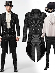 set met steampunk slipjas hoge taille broek hoge hoed met bril retro vintage middeleeuwse jas bovenkleding broek met rechte pijpen vampieroutfits heren cosplay kostuum maskerade feestavond