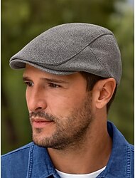 Pánská prodyšná lněná bavlněná plochá čepice, klasický vintage klobouk s motivem břečťanu pro běžné nošení, řízení a outdoorové aktivity