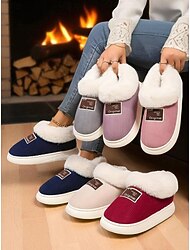 Zapatillas de invierno para mujer con forro de piel sintética: cálidas y antideslizantes para un uso cómodo en interiores.