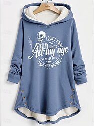 Dámské Mikina s kapucí s kapucí Grafika Písmeno Teplé Na běžné nošení Fuzzy Dlouhý rukáv Kapuce Dlouhé topy Ležérní Sport Tisk Světlá růžová Vodní modrá Šedá Podzim Zima