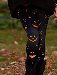 Naisten Leggingsit Mukavat leggingsit Etninen tyyli Perus Vapaa-aika Täyspitkä Korka vyötäröPantsHalloween Kuvitettu Kurpitsa Tulostus Pidä lämpimänä Mukava Elastinen Loma Kausaliteetti Päivittäin