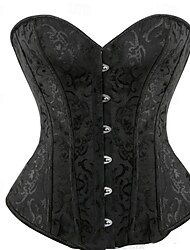 Dam Korsett Shapewear Midjebandage Shapewear Sexig korsett Sexig Ljuv Blommig Ren färg Knappar Semester Fest Gata Ärmlös Korsett Svart Vit Vår Höst Smal passform Skräddarsydd passform