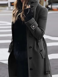 Dames Winterjas Jas Houd Warm Comfortabel Zak Knop Elegant Casual Effen Vakantie Straat Casual Alledaagse kleding Lang Strijkijzer Normale pasvorm Lange mouw bovenkleding Zwart Rood Oranje Herfst Dames Winterjas Jas Houd Warm Comfortabel Zak Knop Elegant Casual Effen Vakantie Straat Casual Alledaagse kleding Lang Strijkijzer Normale pasvorm Lange mouw bovenkleding Zwart Rood Oranje Herfst