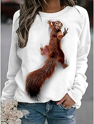 Dámské Mikiny Grafika Zvíře Vinobraní Na běžné nošení Dlouhý rukáv Tričkový Běžné topy ulice Na den Ležérní Tisk Bílá Jaro Podzim Zima