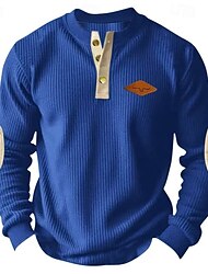 Men's Corduroy Shirt Tee Henley Top Long Sleeve Color Block Fashion Designer Casual Color Block Buttons Henley Outdoor Casual Daily Fall Winter All Seasons Black Gray Blue Henley T-Shirt