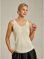 Damskie Top z ramiączkami Elegancja Impreza Bez rękawów W serek Zwykłe topy Gość weselny Stroje na imprezy wieczorowe Ćwiek Błyszczący Koraliki Szampański Lato Wiosna Jesień Damskie Top z ramiączkami Elegancja Impreza Bez rękawów W serek Zwykłe topy Gość weselny Stroje na imprezy wieczorowe Ćwiek Błyszczący Koraliki Szampański Lato Wiosna Jesień