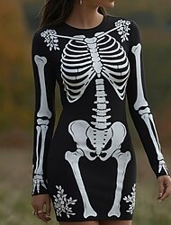 Per donna Mini Abito Abito in maglia Vestito Casual Abito Boho Moda Classico Moderno All'aperto Halloween Quotidiano Vestibilità regolare Grafico Teschio Manica Lunga Girocollo Nero Primavera Autunno Per donna Mini Abito Abito in maglia Vestito Casual Abito Boho Moda Classico Moderno All'aperto Halloween Quotidiano Vestibilità regolare Grafico Teschio Manica Lunga Girocollo Nero Primavera Autunno